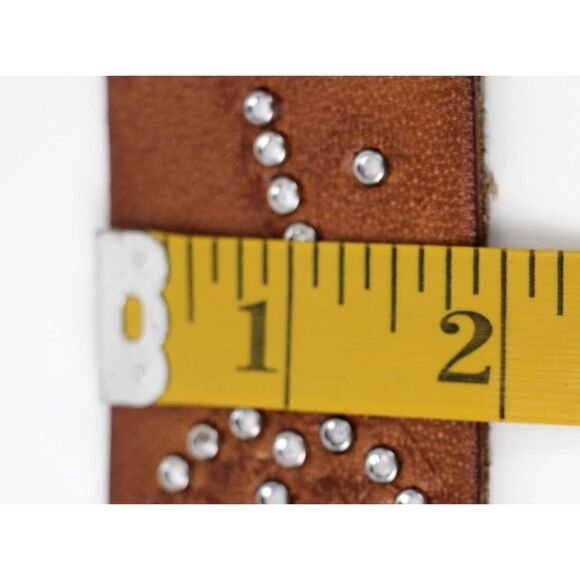 Hollister BROWN GENUINE LEATHER 1 7/8"Wd STUDDED CASUAL WOMEN'S BELT Sz M(B79 - Picture 11 of 12